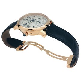 Cartier-Cartier "Rotonde" watch in pink gold and leather.-Other