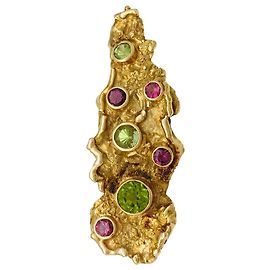 Roland Schad Pin R.Schad yellow gold and colored stones. Other