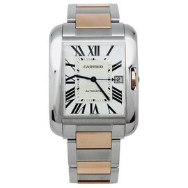 Cartier-Cartier watch, "English Tank XL",  rose gold and steel.-Other
