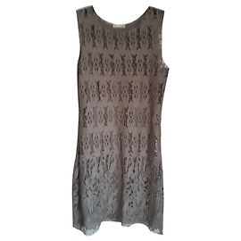 Hoss intropia vestido taupe lã e tule Taupe