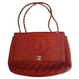 Chanel-Chanel, forrado SIDED CHANEL JUMBO BAG RED EDIÇÃO LIMITADA-Vermelho