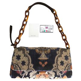 Miu Miu Pattina Velluto Brockar Handtasche Braun Blau Beige
