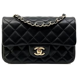 Chanel-Black small rectangualr TIMELESS 20x13, pale gold hardware-Black
