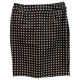 Yves Saint Laurent Falda algodón puntos Negro