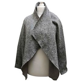 MAJESTIC FILATURES PARIS GRAUES WOLLMANTEL JACKE CARDIGAN Grau