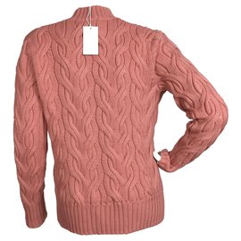 Cos-Maglione in lana rosa a trecce-Rosa