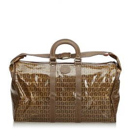 Fendi-Zucchino Coated Canvas Duffle Bag-Brown
