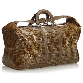 Fendi-Zucchino Coated Canvas Duffle Bag-Brown