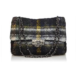 Chanel Classic Maxi Wool Leather Single Flap Bag Black Multiple colors
