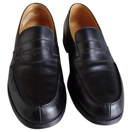 JM Weston-JM Weston Leather Moccasin, Black Box Calf-Black