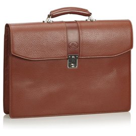 Burberry-Leather Business Bag-Brown