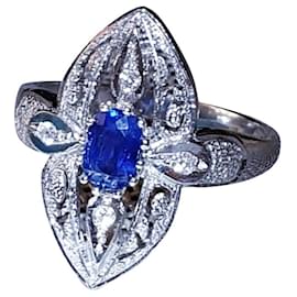 Autre Marque-ART DECO-Ring 18K und 4 Diamanten-Metallisch