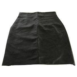 Acne Akne Jeans Lammfell Lederrock Schwarz