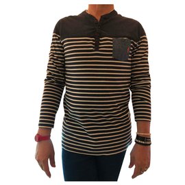 Autre Marque POLO MANCHE LONGUES MARINIÈRES TAILLE M Bleu Marine