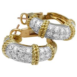 Brincos Fred "Isaure", 2 tons de ouro e platina, diamantes. Outro