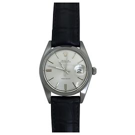 Relógio rolex, modelo "Oysterdate Precision" em aço sobre couro. Outro
