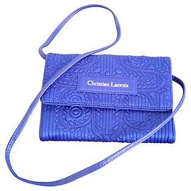 Christian Lacroix Pochette/portefeuille cuir et satin Bleu