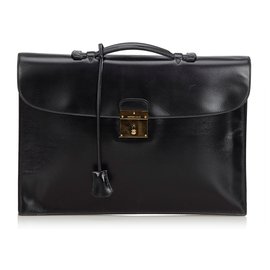Hermès-Box Leather Quirus Business Bag-Black