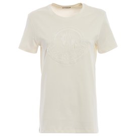 Moncler-MONCLER T-shirt con maxi logo Moncler-Bianco