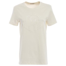 Moncler-MONCLER T-shirt avec maxi logo Moncler-Blanc