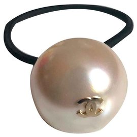 Chanel-Chanel joyas de perlas elásticas-Crudo