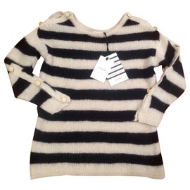 SéZane Pull Blanc Bleu Marine