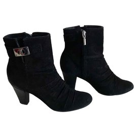 Geox-Black suede ankle boots-Black