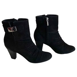 Geox Schwarze Wildlederstiefeletten Schwarz