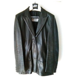 Versace-VERSACE Black Leather Jacket-Black