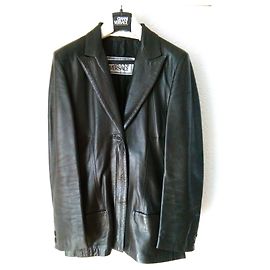 VERSACE Veste En Cuir Noir Noir
