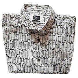 D&G-Camicia D & G con disegni arrotondati-Bianco