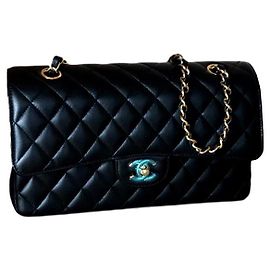SAC FLAP CLASSIC doublé CHANEL Noir Doré