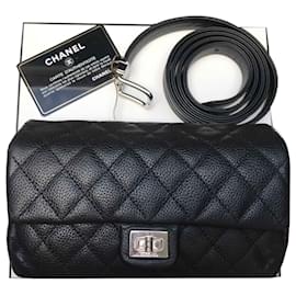 Chanel-CINTURA IN PELLE NERA GRAN BORSA CHANEL /-Nero