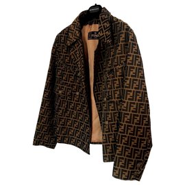 Fendi-Coats, Outerwear-Brown,Black