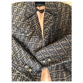 Fendi-Coats, Outerwear-Brown,Black