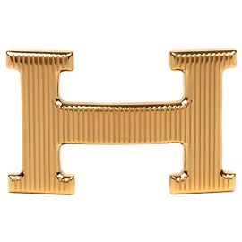 Boucle de ceinture Hermès "Calandre" doré brillant, état neuf ! Doré