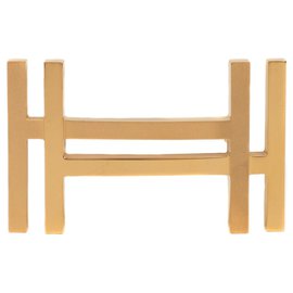 Hermès-Hermès H fibbia della cintura2 acciaio dorato lucido, Nuova Condizione!-D'oro