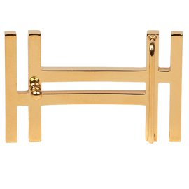 Hermès-Fivela de cinto Hermès H2 aço dourado brilhante, Nova Condição!-Dourado