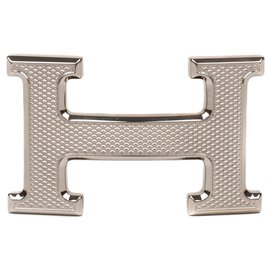 Hermès-Superb Hermès belt buckle model "Guillochee", new condition!-Silvery
