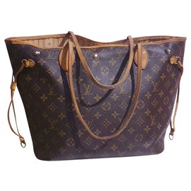 Louis Vuitton-Neverfull MM Bag di Vuitton-Caramello,Marrone scuro