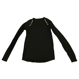 Top Balmain à manches longues vert foncé coton Vert foncé