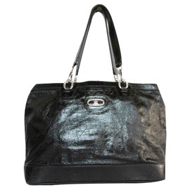 Céline-Celine Patent Leather Shoulder Bag Handbag-Black