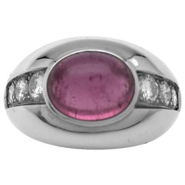 inconnue-White gold ring, pink tourmaline and diamonds.-Other