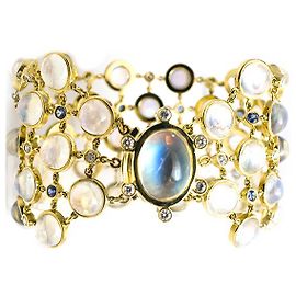 Temple St Clair St Clair Temple "Rainbow Moonstone" pulseira de ouro amarelo, pedras da lua, diamantes e safiras. Outro