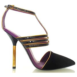 Emilio Pucci Strappy Pumps Nero D'oro Porpora