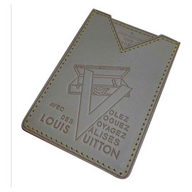 Louis Vuitton-SUPORTE DE CARTÃO DE COURO NATURAL-Bege