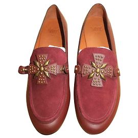 Swildens Moccasins Dark Red Leather Size 37 Dark red