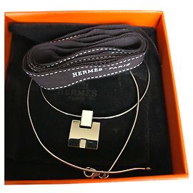 Hermès EILEEN colar e pingente em paladie Branco