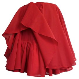 Autre Marque-Jupe courte avec jupon couture T.32-34voire 36 VINTAGE 80's-Rouge