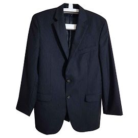 Ralph Lauren Gestreifter Wollblazer Navy Blau Blau Marineblau